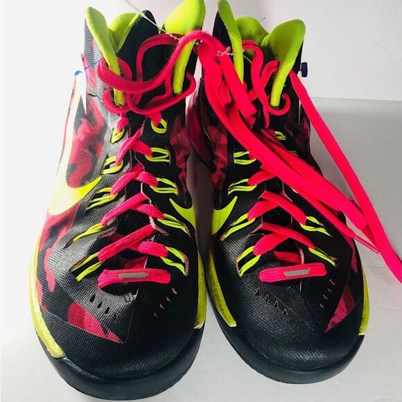 Nike Hyperdunk Lunarlon Yellow/Pink Hi Top Sneaker size 7Y Style #708069-995 - Picture 3 of 10